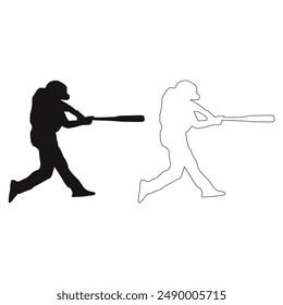 Baseball player silhouette vector art