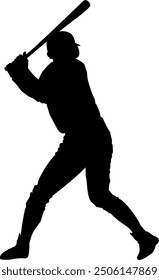 Baseball player silhouette vector art