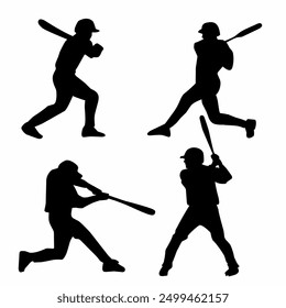 Ilustración vectorial de silueta de jugador de béisbol