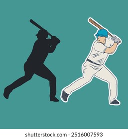 Baseball-Spieler Silhouette Vektorgrafik Batting do Home Run