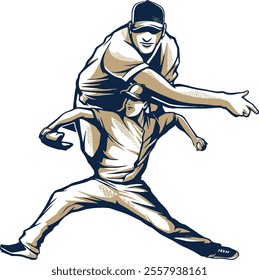 baseball player silhouette vector illustration batting do home run