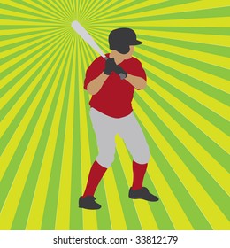 baseball player silhouette, vector illustration