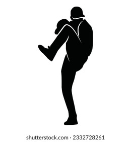 Baseball player silhouette vector, Softball silhouette pose collection