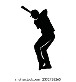 Baseball player silhouette vector, Softball silhouette pose collection