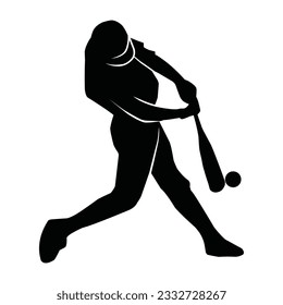 Baseball player silhouette vector, Softball silhouette pose collection