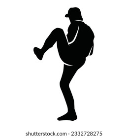 Baseball player silhouette vector, Softball silhouette pose collection