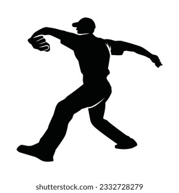 Baseball player silhouette vector, Softball silhouette pose collection