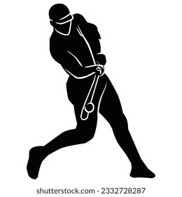 Baseball player silhouette vector, Softball silhouette pose collection