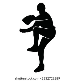 Baseball player silhouette vector, Softball silhouette pose collection