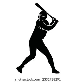 Baseball player silhouette vector, Softball silhouette pose collection