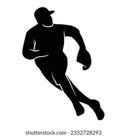 Baseball player silhouette vector, Softball silhouette pose collection