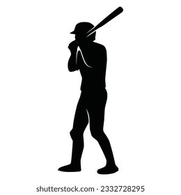 Baseball player silhouette vector, Softball silhouette pose collection