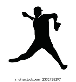 Baseball player silhouette vector, Softball silhouette pose collection