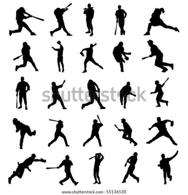 Baseball Player Silhouettes Stock Vector (Royalty Free) 55136530