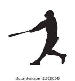 Siluetas de jugador de béisbol. Batalla de béisbol golpea a la pelota con bate para correr en casa