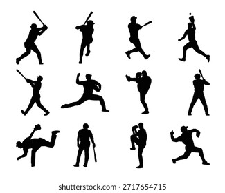 Baseball Player Silhouettes collection set