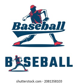 Baseball player silhouettes collection template