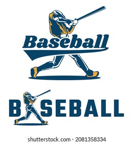 Baseball player silhouettes collection template