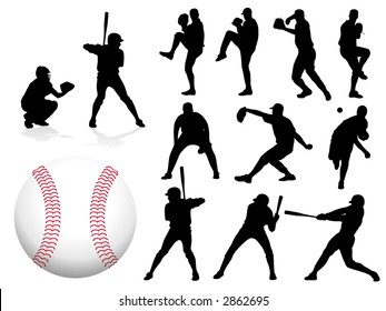 Baseball Player Silhouettes - Vector.
(Check out my portfolio for other silhouettes)