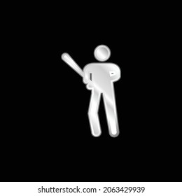 Icono metálico plateado del jugador de béisbol
