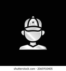 Baseball Player silver plated metallic icon