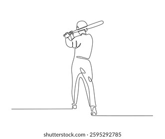 Baseball player in simple line art illustration. Continuous one line draw of baseball sport concept.