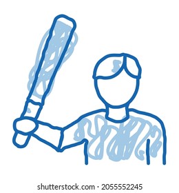 Baseball Player sketch icon vector. Hand drawn blue doodle line art Baseball Player isometric sign. isolated symbol illustration