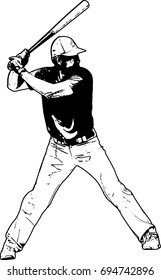 baseball player, sketch illustration