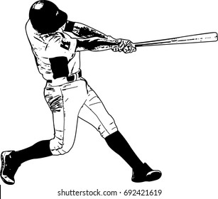 baseball player, sketch illustration - vector