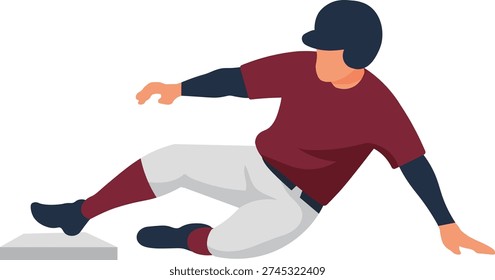 Baseball Player Sliding into Base in Intense Game Action Vector