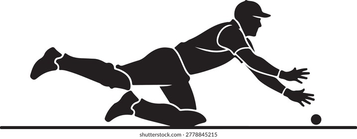 Baseball player sliding into home plate silhouette vector icon