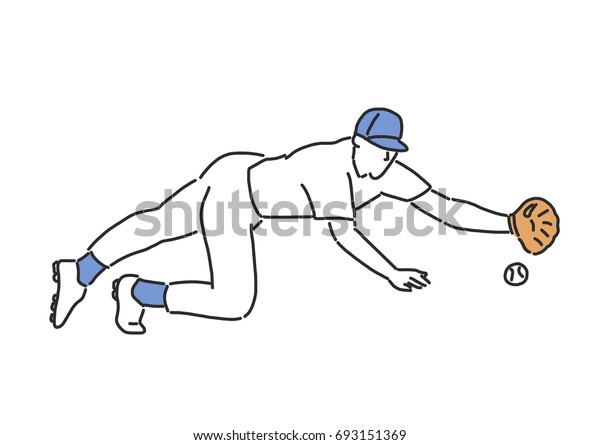 Baseball Player Softball Player Line Drawing Stock Vector (Royalty Free