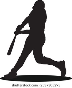 Baseball Player Sport Action Silhouette Isolated Illustration