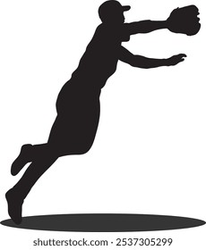 Baseball Player Sport Action Silhouette Isolated Illustration