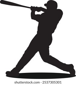 Baseball Player Sport Action Silhouette Isolated Illustration