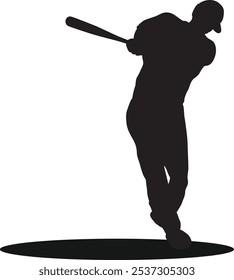 Baseball Player Sport Action Silhouette Isolated Illustration