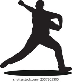 Baseball Player Sport Action Silhouette Isolated Illustration