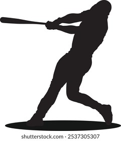 Baseball Player Sport Action Silhouette Isolated Illustration