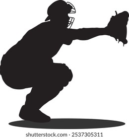 Baseball Player Sport Action Silhouette Isolated Illustration