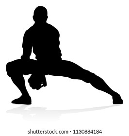 Baseball player in sports pose detailed silhouette