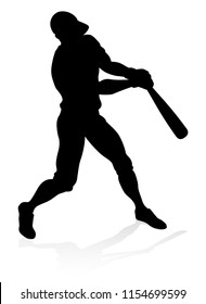 Baseball player in sports pose detailed silhouette