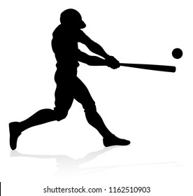 Baseball player in sports pose detailed silhouette