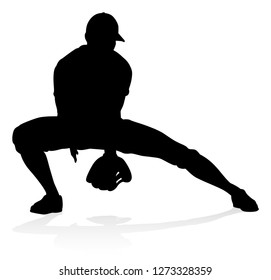 Baseball player in sports pose detailed silhouette