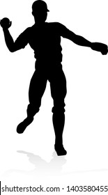 Baseball player in sports pose detailed silhouette