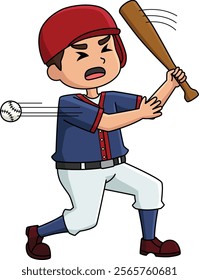 Baseball Player Strike Out Cartoon Colored Clipart