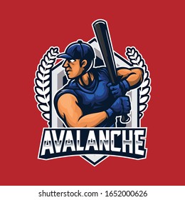 Baseball Player Swing the Bat Logo Template