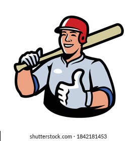 Baseball player symbol. Sport vector illustration