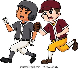 Baseball Player Tag Cartoon Colored Clipart 