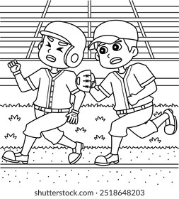 Baseball Player Tag Coloring Page for Kids