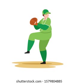 Baseball player throw ball, vector sport illustration